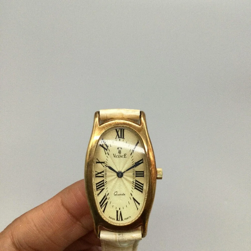 Vicence Womens Watch 22mm Champagne Dial 14K Gold Milor Beige New Battery